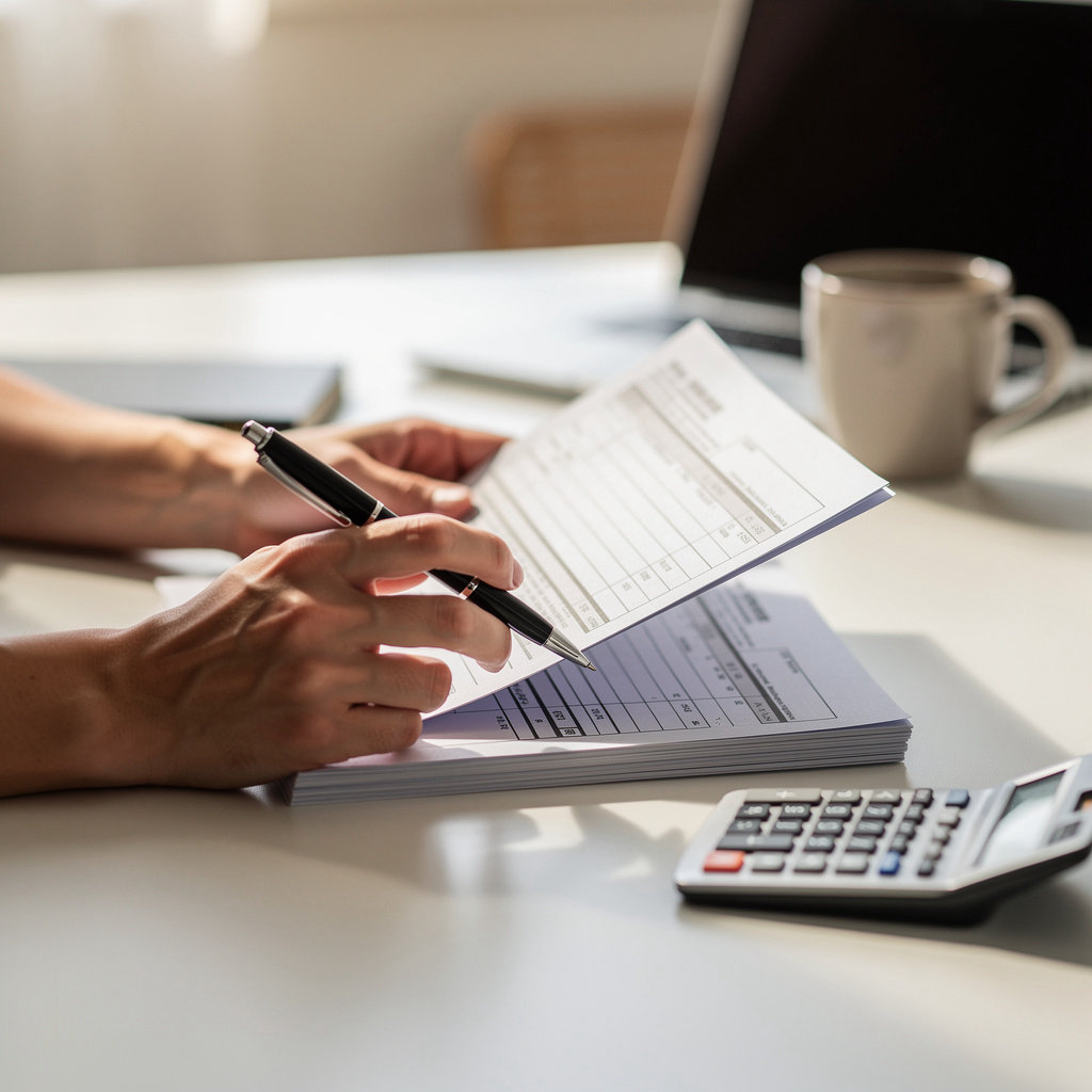 L & L Tax Services professional assisting a client with personal tax preparation documents in La Mesa